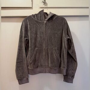 Pact Women’s Organic Cotton Velour Zip Hoodie Graphite Size S NWOT